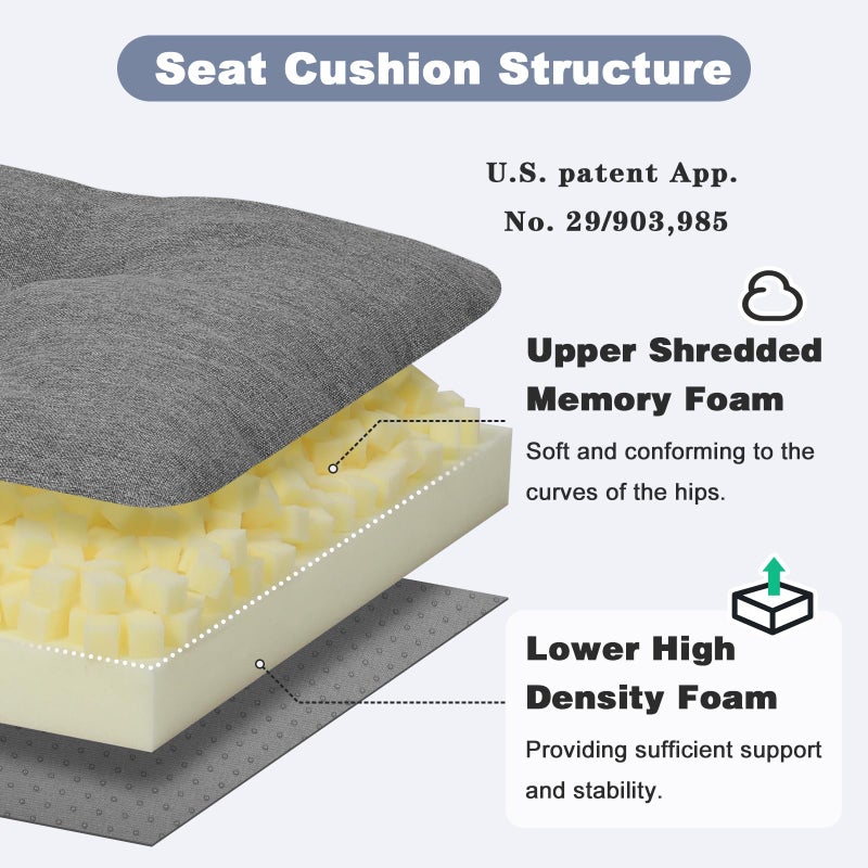 baibu 36 Inch Dual-Layer Patent Design Memory Foam Bench Cushion, Non-Slip Indoor Bench Cushion Standard Size Foam Pad with Machine Washable Cover (Dark Grey, 36x15x3in) - Image 3